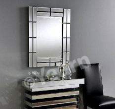 Handcrafted Geometric Panel Frame Wall Mirror